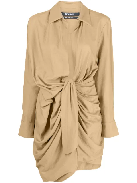 Jacquemus La Robe Bahia draped minidress Neutrals 213DR0091366