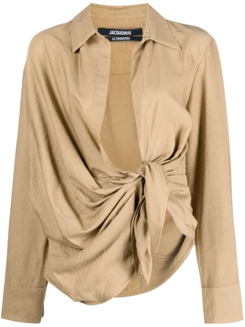 Jacquemus La Chemise Bahia draped shirt Neutrals 213SH0021366
