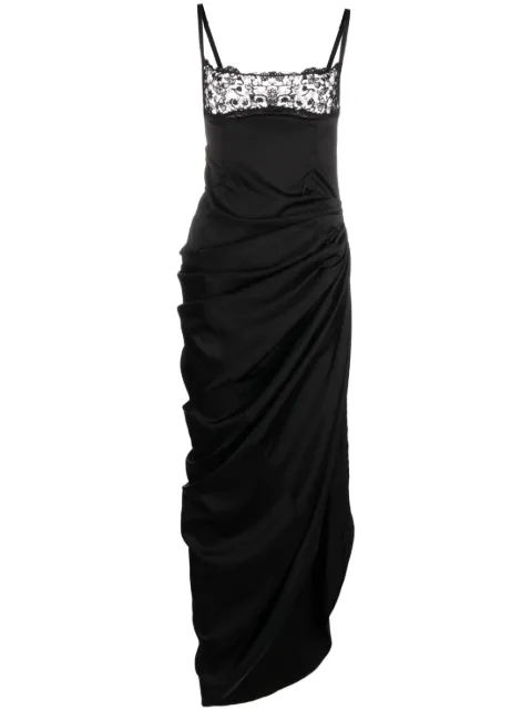 Jacquemus La Saudade floral-embroidered asymmetric dress Black 233DR0731495990