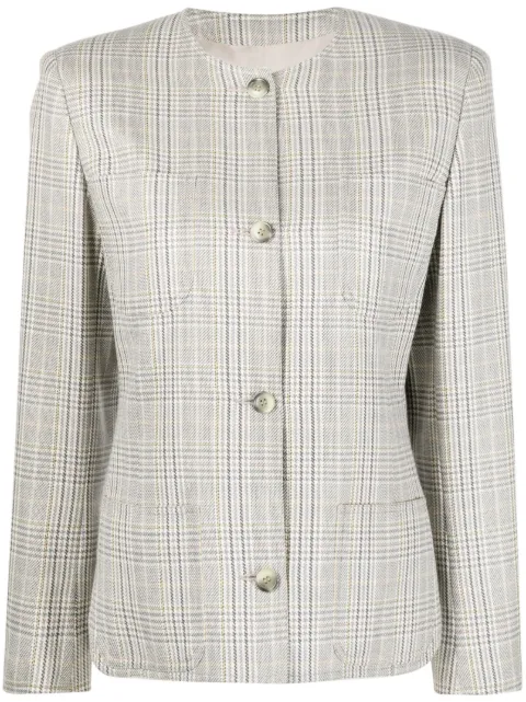 Valentino Garavani Pre-Owned 1980s Prince of Wales collarless jacket Neutrals VAL350RR