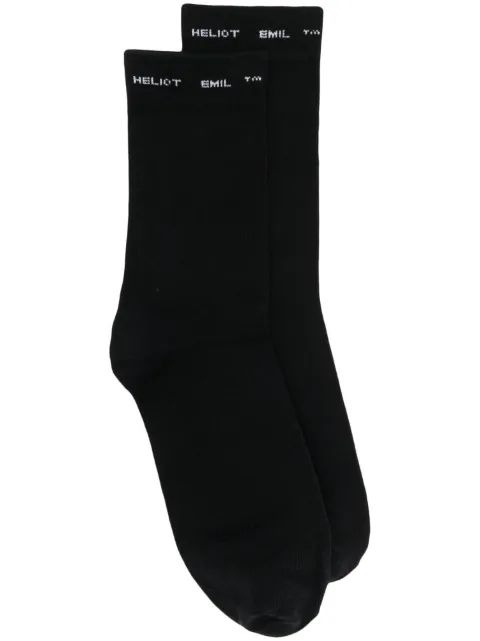 HELIOT EMIL intarsia-logo knit socks Black HE1645C01