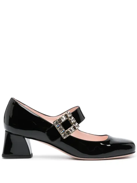Roger Vivier crystal-embellished leather 50mm pumps Black RVW51934780D1P