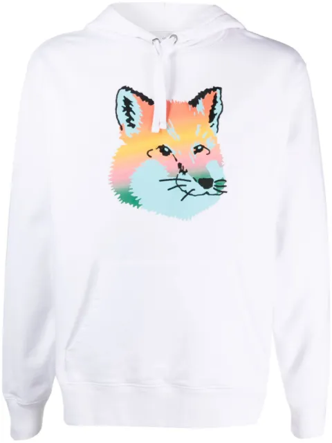 Maison Kitsuné fox-print cotton hoodie White KM00306KM0001