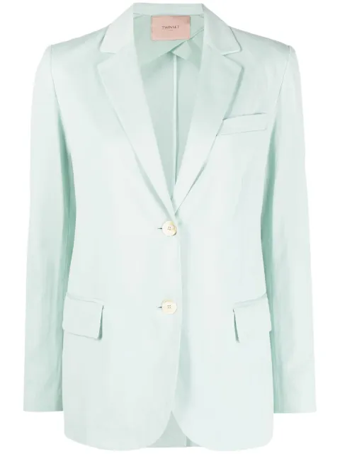 TWINSET plain single-breasted blazer Green 231TP2540