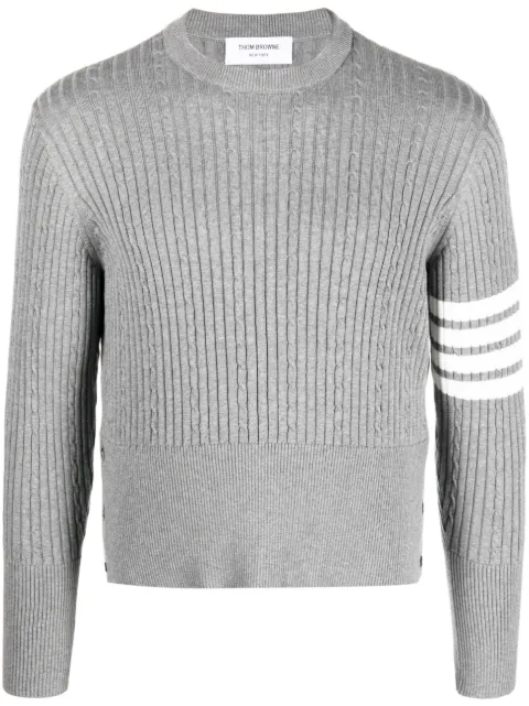 Thom Browne 4-Bar cable-knit ribbed jumper Grey MKA460AY3014