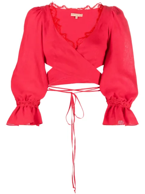Ermanno Scervino cropped lace-detail top Red D424L600FQN