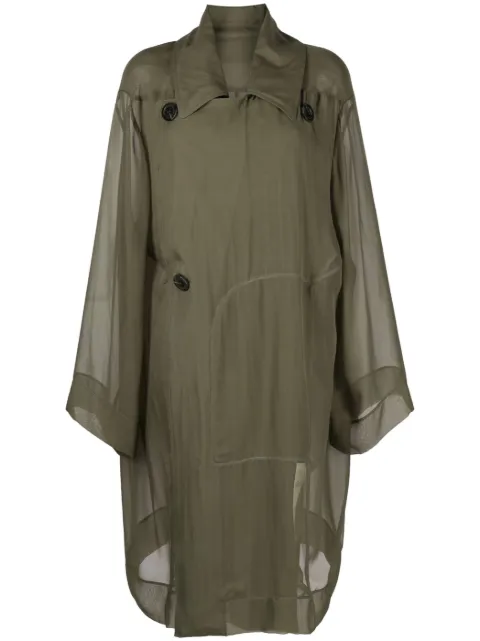 Rick Owens sheer silk trench coat Green RP01C5910S