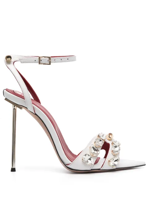 HARDOT Booty 120mm crystal-embellished sandals White HBLOODL12W