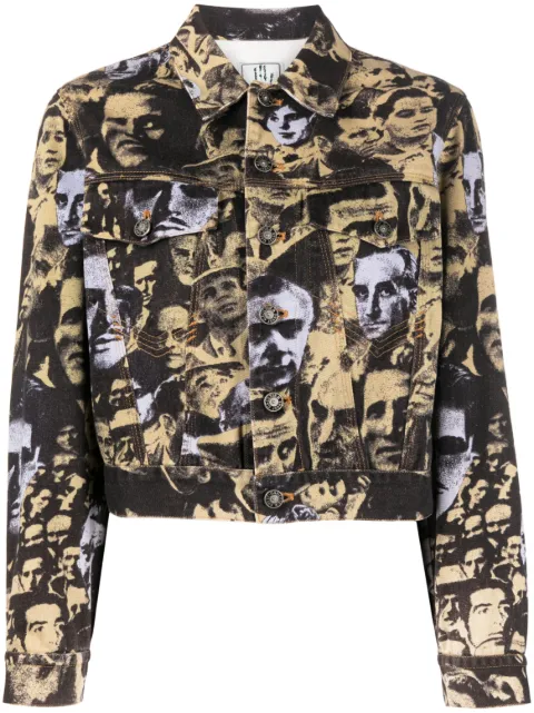 Jean Paul Gaultier Pre-Owned 1997 faces print denim jacket Neutrals JPG3005PTA
