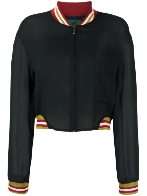 Jean Paul Gaultier Pre-Owned 1980s striped edges sheer bomber jacket Black JPG3003PTA