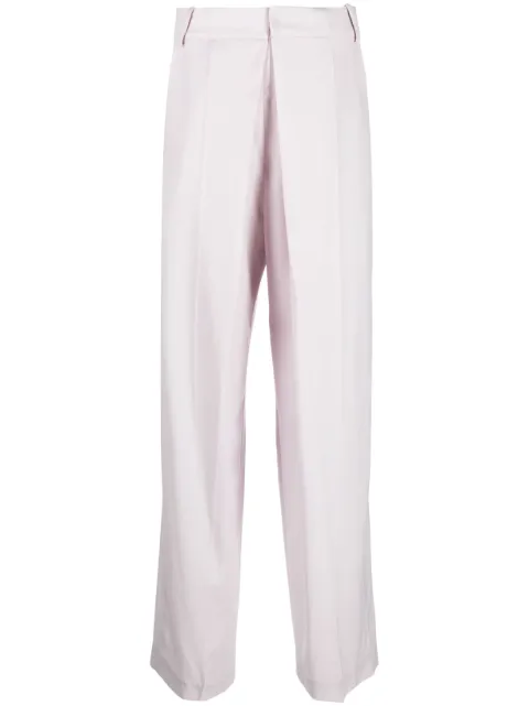 Low Classic pleat-detail cotton tailored trousers Purple LOW23SMTR020LAVENDER