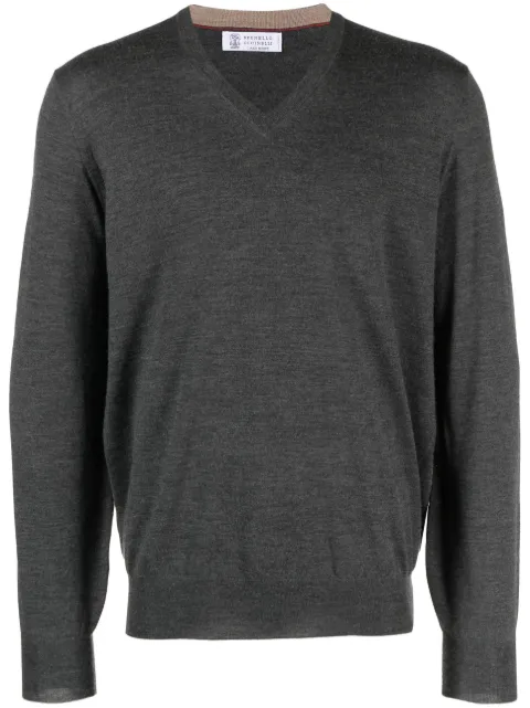Brunello Cucinelli V-neck fine-knit jumper Grey M2400162CS477