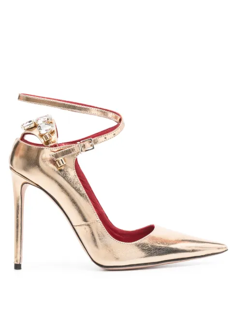 HARDOT 115mm metallic ankle-strap pumps Gold HBRAZ11G