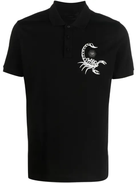 Philipp Plein Scorpion-print polo shirt Black UACCMTK5595PJY002N