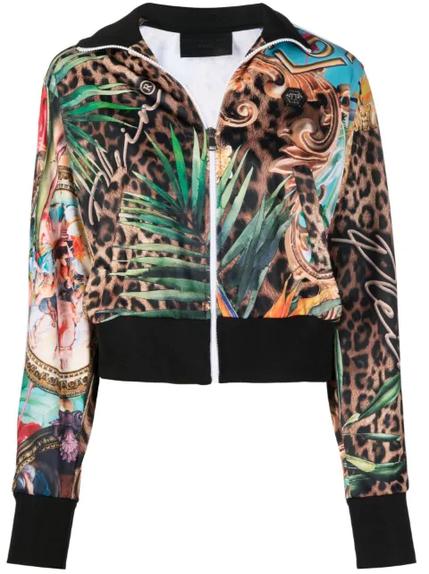 Philipp Plein Baroque Flowers-print jacket Black UACAWJJ0039PTE003N