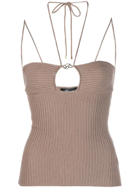 Blumarine halterneck knitted top Brown 4M009A