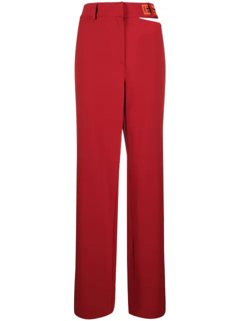 Heron Preston cut-out detail straight-leg trousers Red HWCO002S23FAB0012500