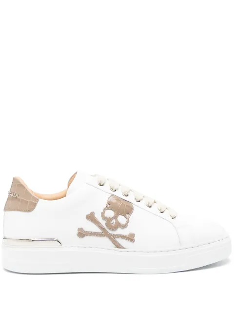 Philipp Plein skull-patch leather sneakers White FACSUSC0501PLE075N