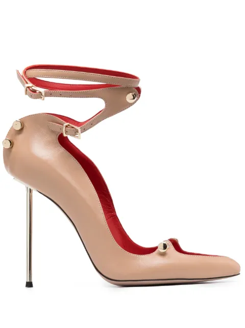 HARDOT 120mm ankle-strap leather pumps Neutrals HCHAR12N