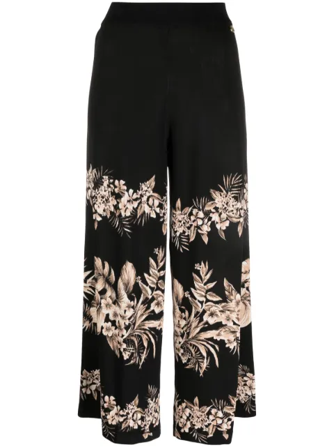 TWINSET floral-motif cropped knitted trousers Black 231TT3241
