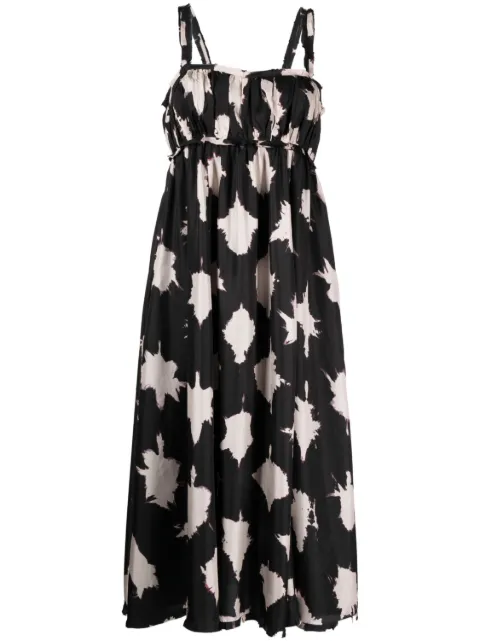Ulla Johnson abstract-print silk midi dress Black SP230128NOIRBLUR