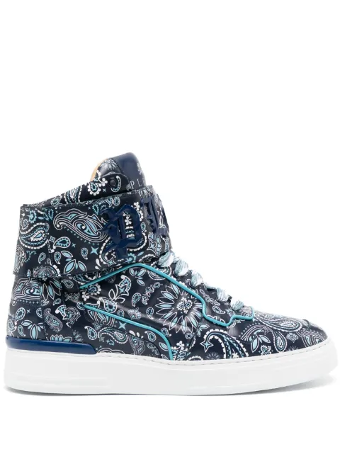 Philipp Plein paisley-print hi-top sneakers Blue FACSUSC0500PLE025N