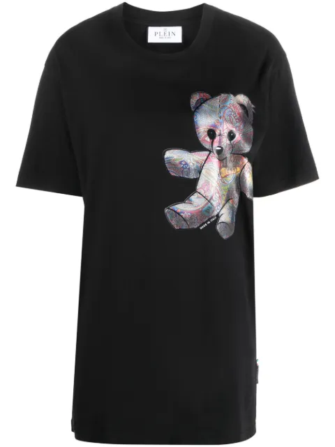 Philipp Plein teddy bear-print cotton T-shirt Black FACCWTK2986PJY002N