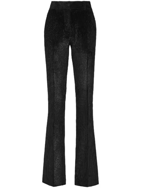 Philipp Plein high-waisted corduroy flared trousers Black FACCWRT1468PTE003N