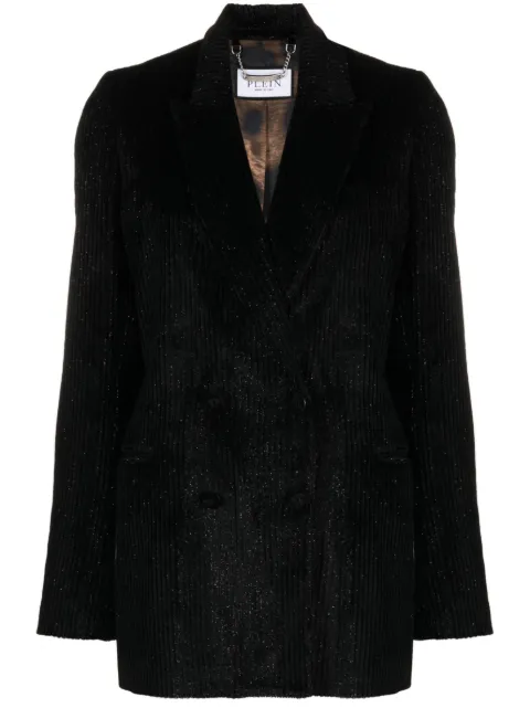 Philipp Plein metallic corduroy blazer Black FACCWRF0605PTE003N