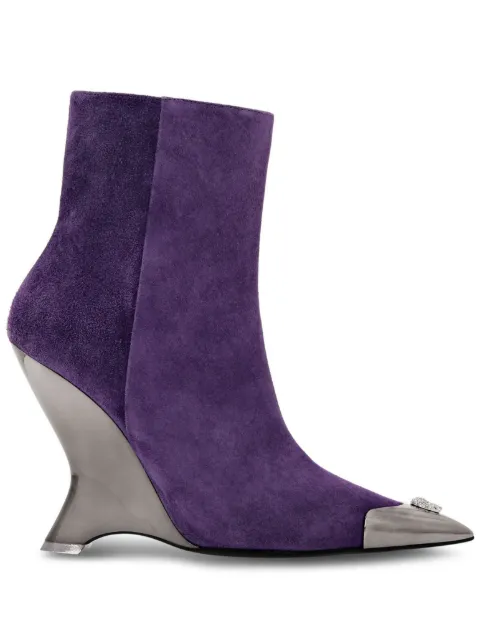 Philipp Plein pointed-toe suede ankle boots Purple FACSWSE0730PLE009N