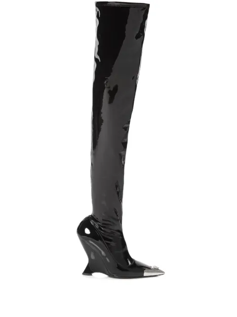 Philipp Plein patent-leather over-knee boots Black FACSWSE0729PTE003N