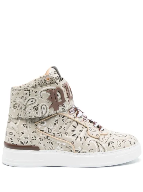 Philipp Plein paisley-print hi-top sneakers Neutrals FACSUSC0500PLE025N
