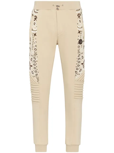 Philipp Plein bandana-print track pants Neutrals FACCMJT2163PJO002N