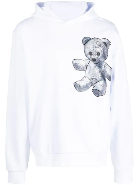 Philipp Plein Paisley Teddy Bear hoodie White FACCMJB3114PJO002N