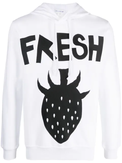 Comme Des Garçons Shirt graphic-print drawstring hoodie White FKT001S23