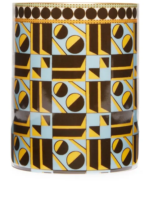 La DoubleJ Milano geometric-print candle (320g) Blue CAN0008CER002MIL0001