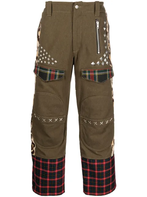 Moschino mix-print straight-leg trousers Green A03157014