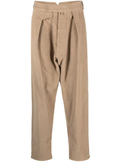 Moschino pleat-detail cotton straight trousers Neutrals A03107018