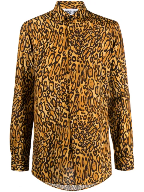 Moschino leopard-print long-sleeve shirt Neutrals A02187055
