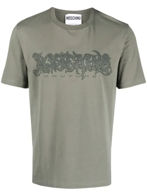 Moschino logo-print stretch-cotton T-shirt Grey A07177039