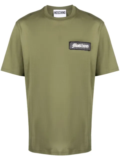 Moschino logo-patch organic-cotton T-shirt Green J07187041