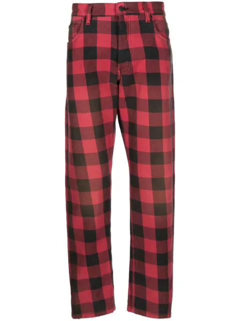 Moschino check-pattern tapered trousers Red J03237019