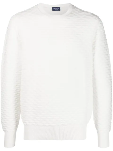 Drumohr diamond-pattern cotton jumper Neutrals D1Z103PG