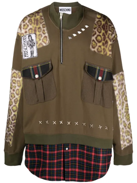 Moschino panelled cotton sweatshirt Green A17287026