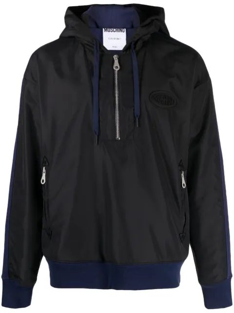 Moschino colour-block hooded jacket Blue A17167026