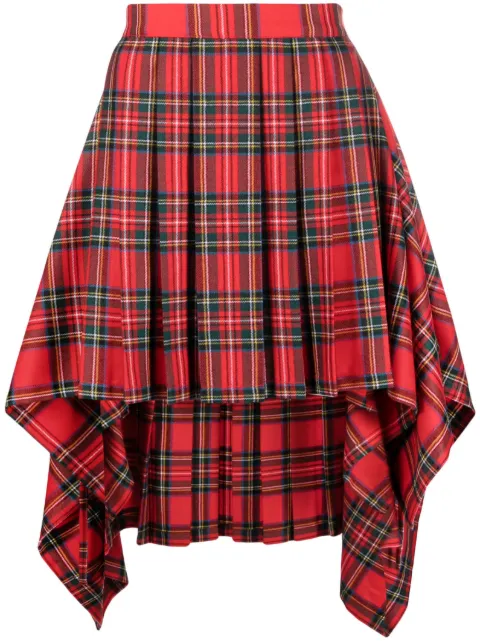 Moschino checked virgin-wool skirt Red A01017033