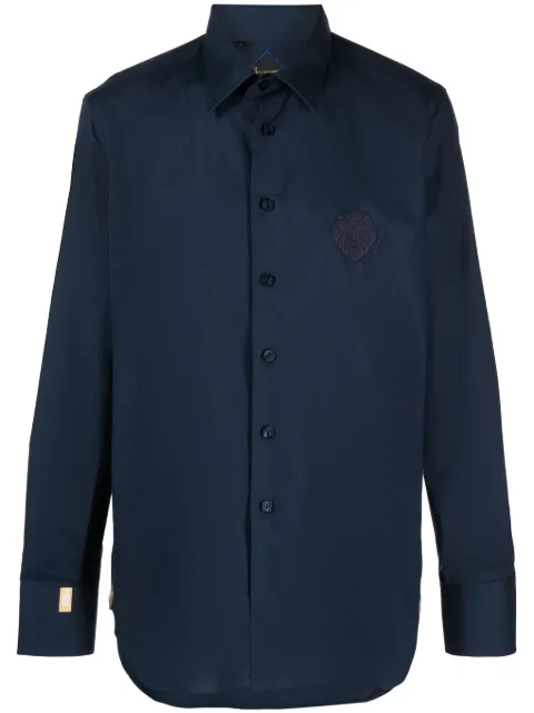 Billionaire embroidered-motif long-sleeve shirt Blue WACCMRP2060BTE004N