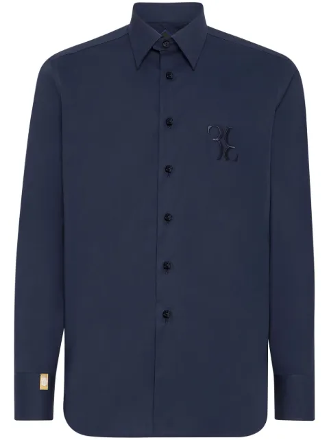 Billionaire logo-embroidery cotton shirt Blue WACCMRP2059BTE004N