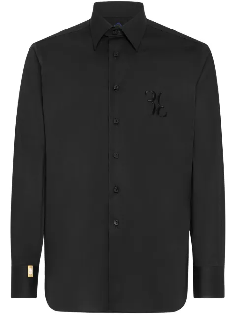 Billionaire logo-embroidery cotton shirt Black WACCMRP2059BTE004N