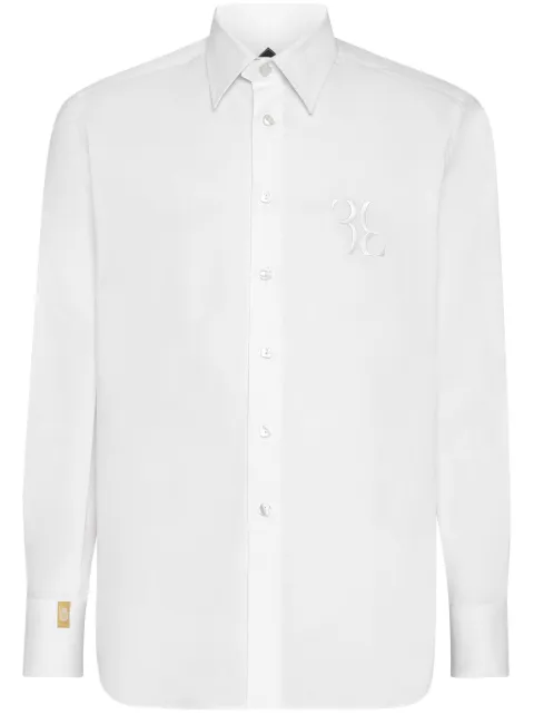 Billionaire logo-embroidery cotton shirt White WACCMRP2059BTE004N
